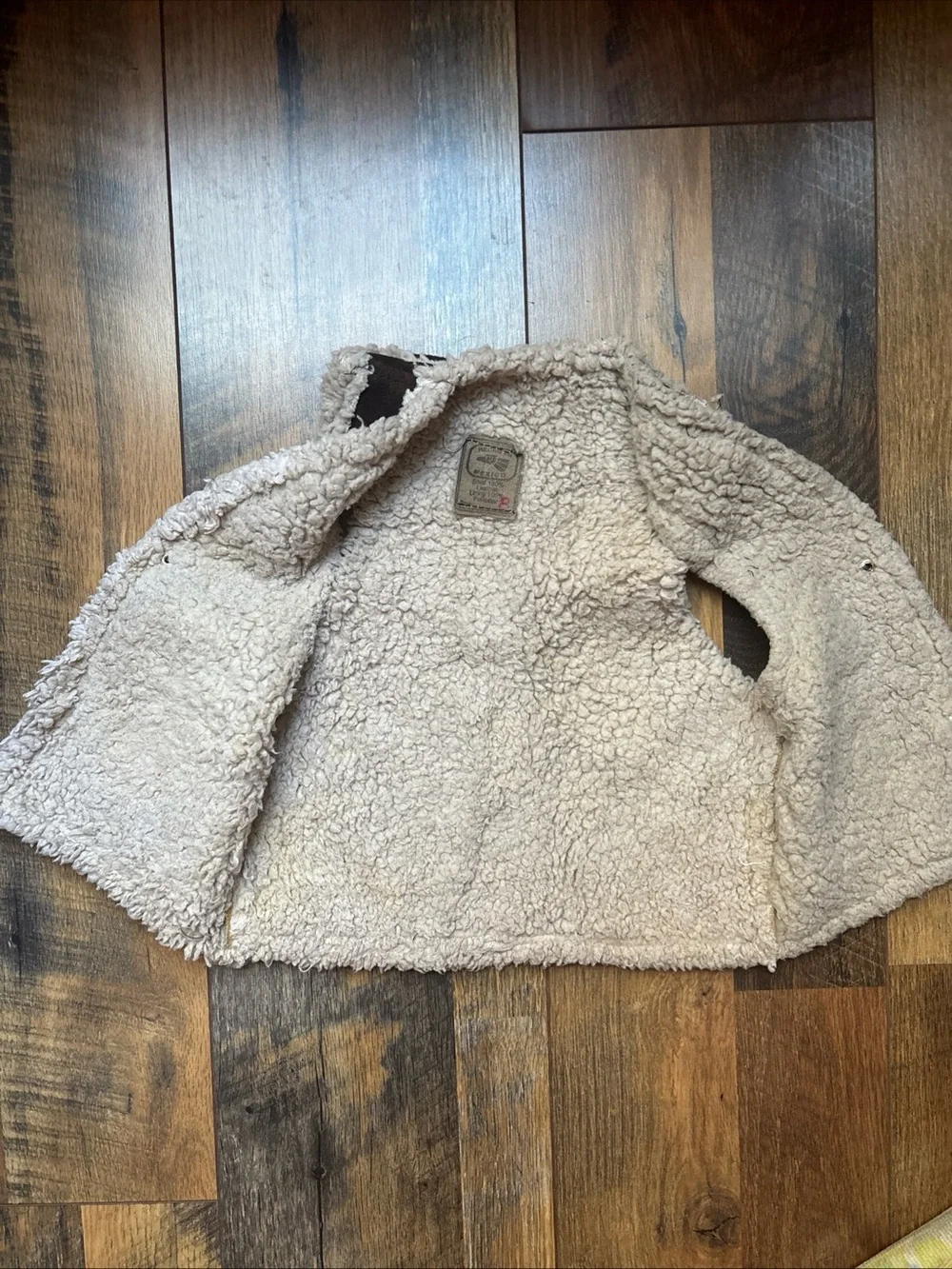Vtg Mecho Mexican suede leather hand burned horse print Sherpa lined vest S